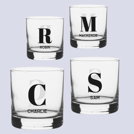 Einfache moderne Monogramm Anfangsname Personalisi Whiskyglas