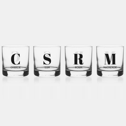 Einfache moderne Monogramm Anfangsname Personalisi Whiskyglas (Vorderseite)