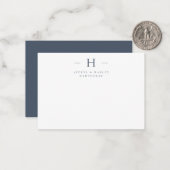 Einfache moderne Monogramm Couple Initial Navy Blu Mitteilungskarte (Vorderseite/Rückseite Beispiel)