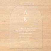 Einfache moderne Monogramm-Foto-Hochzeit Acryleinladungen (Vorderseite)