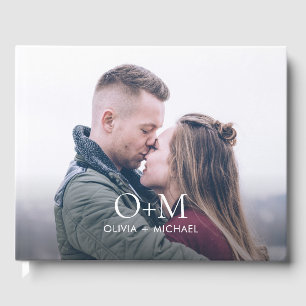 Einfache moderne Monogramm-Foto-Hochzeit Gästebuch