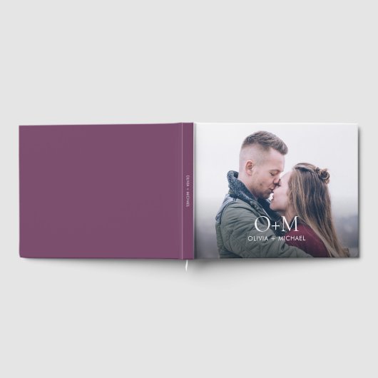 Einfache moderne Monogramm-Foto-Hochzeit Gästebuch (Voll)