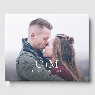 Einfache moderne Monogramm-Foto-Hochzeit Gästebuch