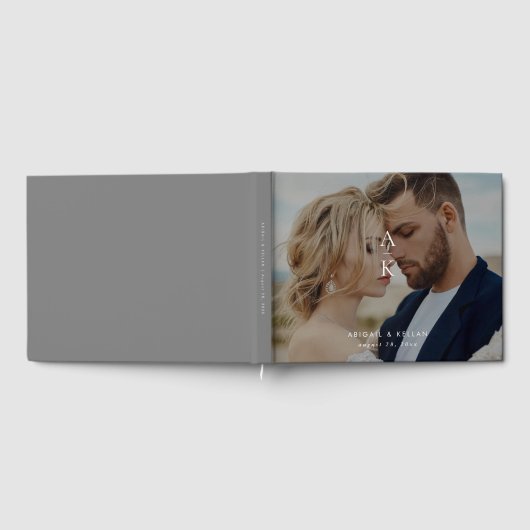 Einfache moderne Monogramm-Foto-Hochzeit Gästebuch (Voll)