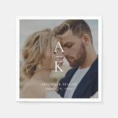 Einfache moderne Monogramm-Foto-Hochzeit Serviette (Vorderseite)