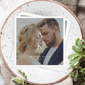 Einfache moderne Monogramm-Foto-Hochzeit Serviette