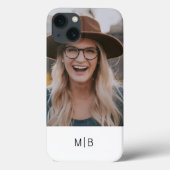 Einfache moderne Monogramm-Foto - Personalisierter Case-Mate iPhone Hülle (Rückseite)