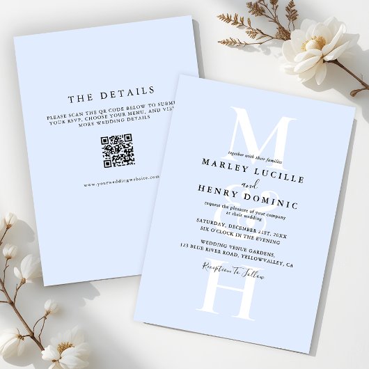 Einfache moderne Monogramm-Hochzeit in einem Einladung
