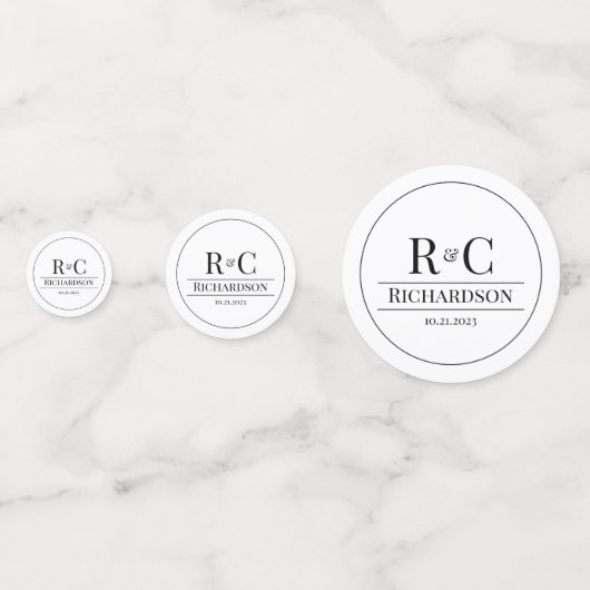 Einfache moderne Monogramm-Hochzeit Konfetti (Rückseiten)