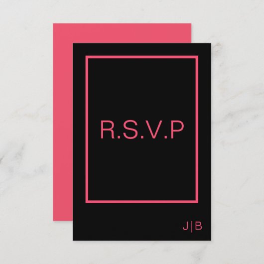 Einfache moderne monogramm Hochzeit RSVP CARD (Vorne/Hinten)