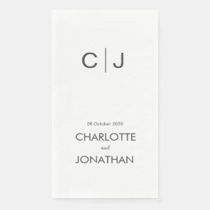 Einfache moderne Monogramm-Hochzeit/Verlobung Serviette
