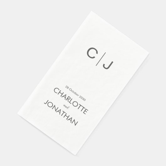 Einfache moderne Monogramm-Hochzeit/Verlobung Serviette (Ecke)