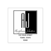 Einfache moderne Monogramm-Initial-Rücksendeadress Gummistempel (Prägung)