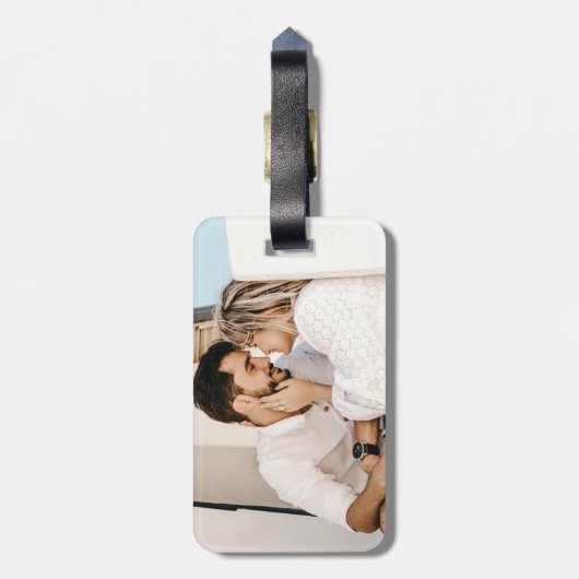 Einfache moderne Monogramm mit Foto Gepäckanhänger (Rückseite vertikal)