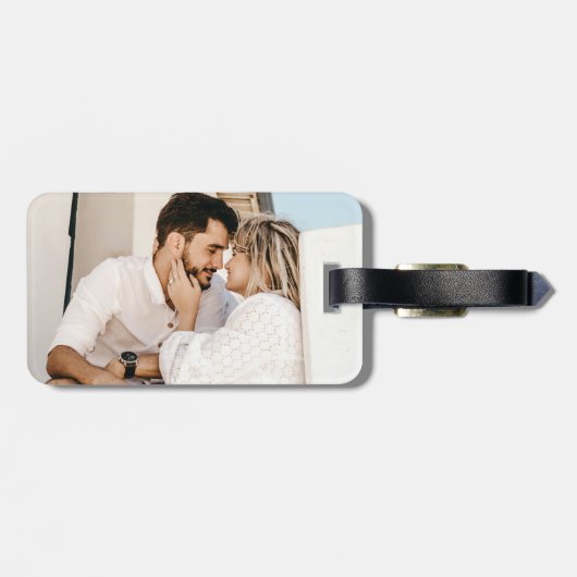 Einfache moderne Monogramm mit Foto Gepäckanhänger (Rückseite horizontal)