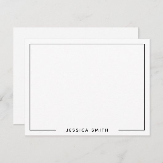 Einfache moderne Monogramm-Namensgrenze Mitteilungskarte (Vorne/Hinten)
