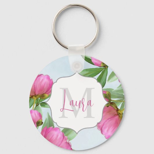 Einfache moderne Monogramm Personalisiert Schlüsselanhänger (Vorderseite)