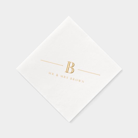 Einfache moderne Monogramm-Personalisierte Hochzei Servietten Mit Folie (Rechts)