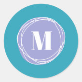 Einfache moderne Monogramm Runder Aufkleber (Vorderseite)