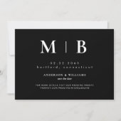 Einfache moderne Monogramm Schwarz Save The Date (Vorderseite)