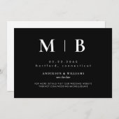 Einfache moderne Monogramm Schwarz Save The Date (Vorne/Hinten)