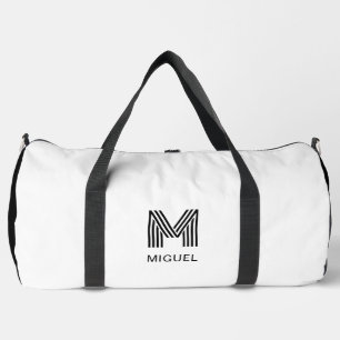 Einfache moderne Monogramm Schwarz/Weiß Duffle Bag