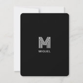 Einfache moderne Monogramm Schwarz/Weiß Mitteilungskarte (Rückseite)
