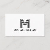 Einfache, moderne Monogramm Schwarz/Weiß Visitenkarte (Vorderseite)