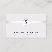 Einfache moderne Monogramm Silber Streifen weiß Visitenkarte (Vorderseite)