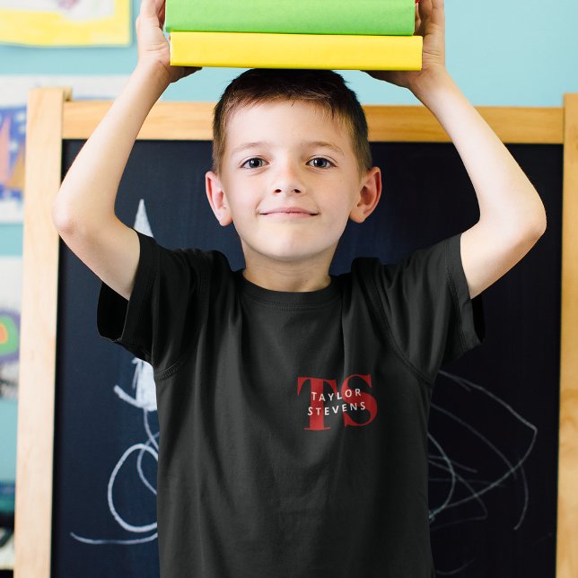 Einfache moderne Monogramm- und Name-ID T-Shirt (Von Creator hochgeladen)