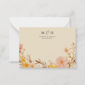 Einfache moderne Monogramm-Wildblume-Holzaussehen Mitteilungskarte (Vorderseite)