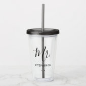 Einfache Moderne Mr. Groom Newlywed Elegant Acryltrinkbecher (Vorderseite)