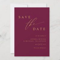 Einfache moderne Mulberry Wine and Gold Wedding