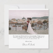 Einfache moderne Multi-Foto Collage Hochzeit Dankeskarte (Rückseite)