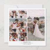 Einfache moderne Multi-Foto Collage Hochzeit Dankeskarte (Vorderseite)