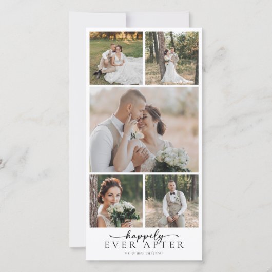 Einfache moderne Multi-Foto Collage Hochzeit Dankeskarte (Vorderseite)