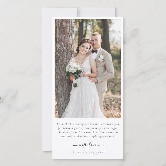 Einfache moderne Multi-Foto Collage Hochzeit Dankeskarte (Rückseite)