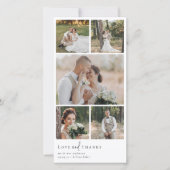 Einfache moderne Multi-Foto Collage Hochzeit Dankeskarte (Vorderseite)