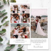Einfache moderne Multi-Foto Collage Hochzeit Dankeskarte