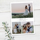 Einfache moderne Multi-Foto Collage Hochzeit Dankeskarte