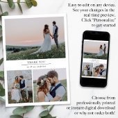 Einfache moderne Multi-Foto Collage Hochzeit Dankeskarte