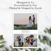 Einfache moderne Multi-Foto Collage Hochzeit Dankeskarte