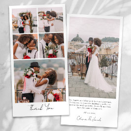 Einfache moderne Multi-Foto Collage Hochzeit Dankeskarte
