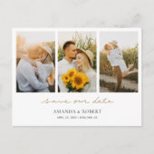 Einfache, moderne Multi-Foto Collage Save the Date Ankündigungspostkarte (Vorderseite)