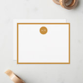 Einfache moderne Mustard Yellow Circle Monogram Mitteilungskarte (Vorderseite/Rückseite Beispiel)