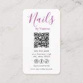Einfache moderne Nagelkunst-QR-Code-Nageltechniker Visitenkarte (Rückseite)