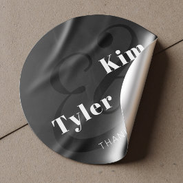 Einfache moderne Namen monogram danke Hochzeit Runder Aufkleber