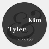 Einfache moderne Namen monogram danke Hochzeit Runder Aufkleber (Vorderseite)