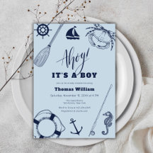 Einfache moderne Nautical Fishing Boy Baby Dusche