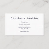 Einfache moderne Navy Blue Beruflich Visitenkarte (Rückseite)